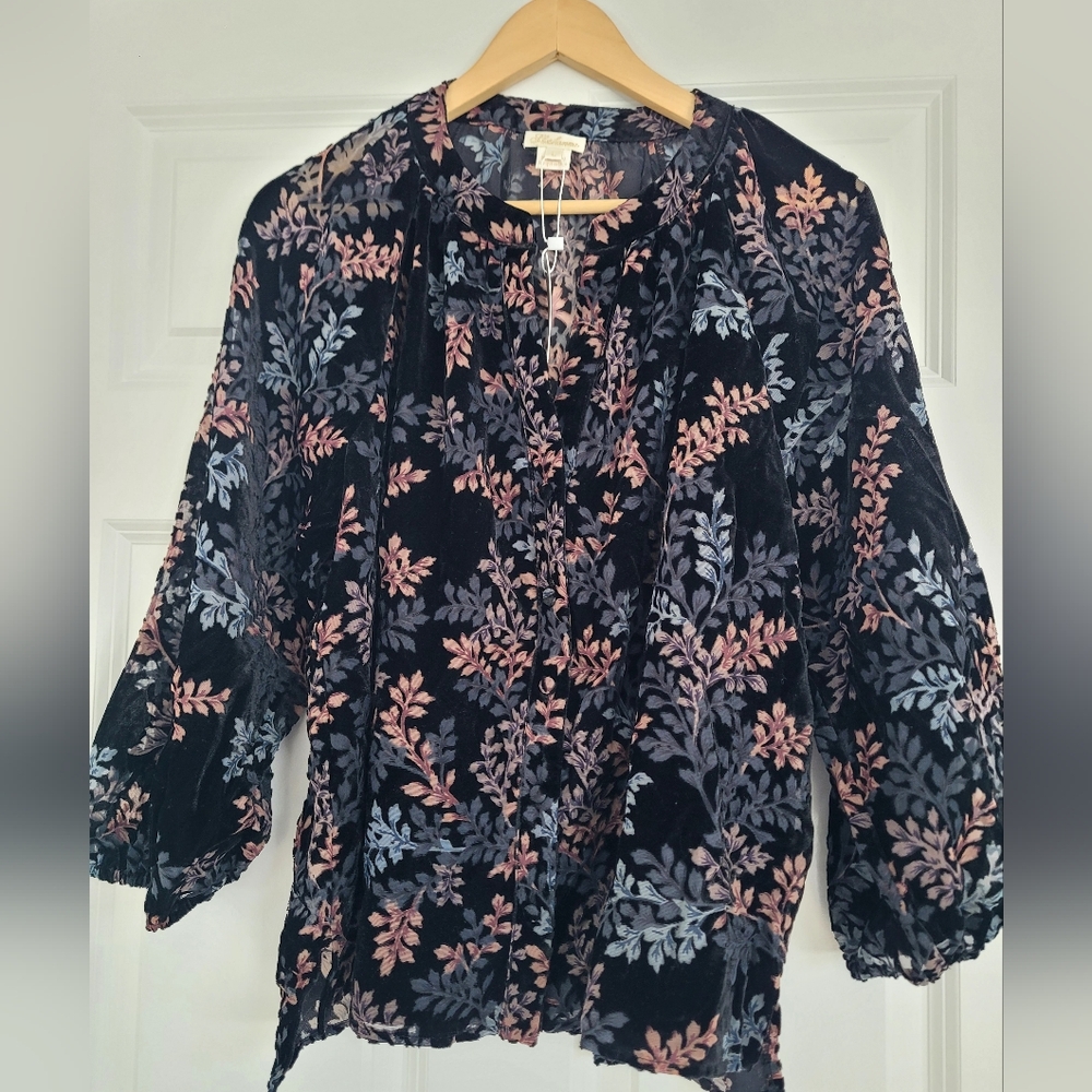 Shoshanna NWT Black, Pink, And Blue Floral Blouse Sz L